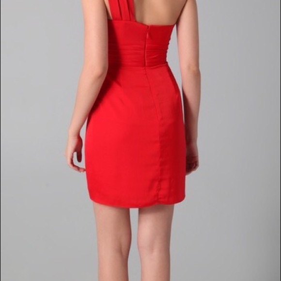 BCBGMAXAZRIA Red Palais One Shoulder Dress 10 - Picture 2 of 11